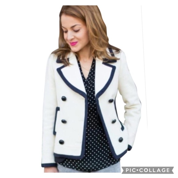 J. Crew Nellie Gory Antique White Tipped Wool Peacoat Size 6